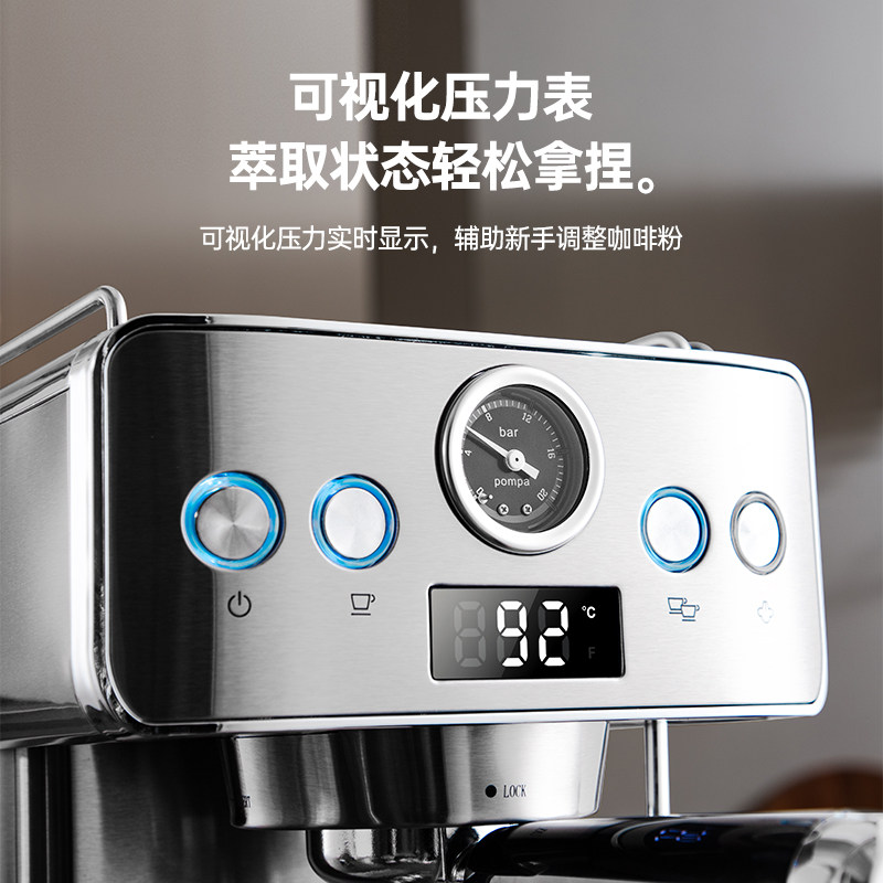 Zuozuo Mo Italian-Style Coffee Machine for Home Use, Small Semi-Automatic American-Style Steam Milk Frother, New Model with Stainless Steel Body
