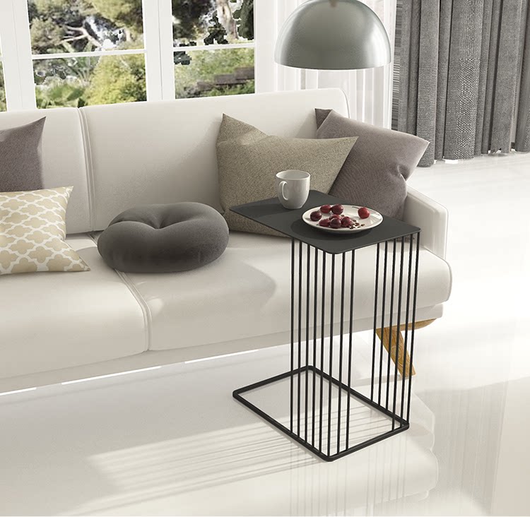 Nordic light luxury C-shaped U-shaped side table homestay living room bedroom iron sofa small narrow high simple side table coffee table ins