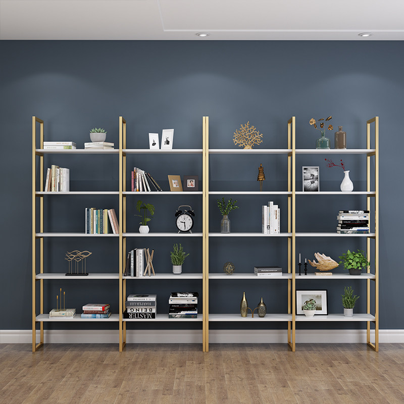 Modern minimalist assembly Rack Iron Art Art Beauty Court Golden White Leaning Against Wall Display Shelf