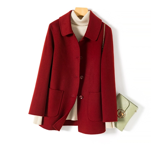 Двусторонное кашемировое шерстяное шерстяное пальто, демисезонная короткая куртка для матери, подходит для подростков, для среднего возраста