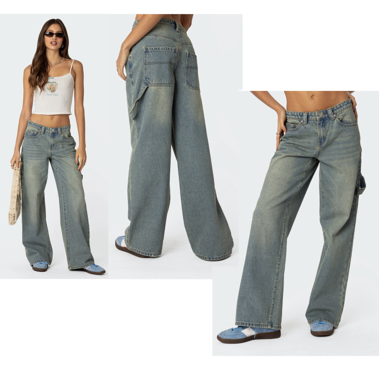 Good Quality Ed1K American-Style Lumberjack Workwear Low-Rise Straight-Leg Washed Whiskered Denim Pants, Surplus Stock from Foreign Trade Good Quality Ed1K American-Style Lumberjack Workwear Low-Rise Straight-Leg Washed Whiskered Denim Pants, Surplus Stock from Foreign Trade