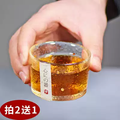 Japanese handmade hammer heat-resistant glass single small tea cup gold side Cup Master Cup kung fu tea set