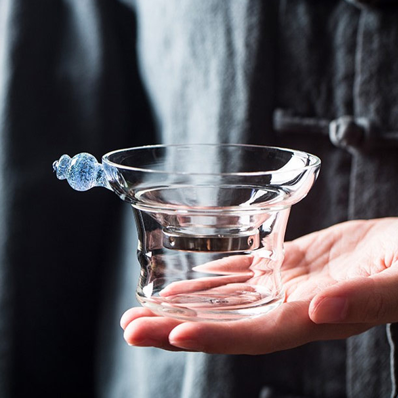 Taiwan Woqi Fengzhu tea leak glass fair cup tea filter set creative tea set accessories transparent filter