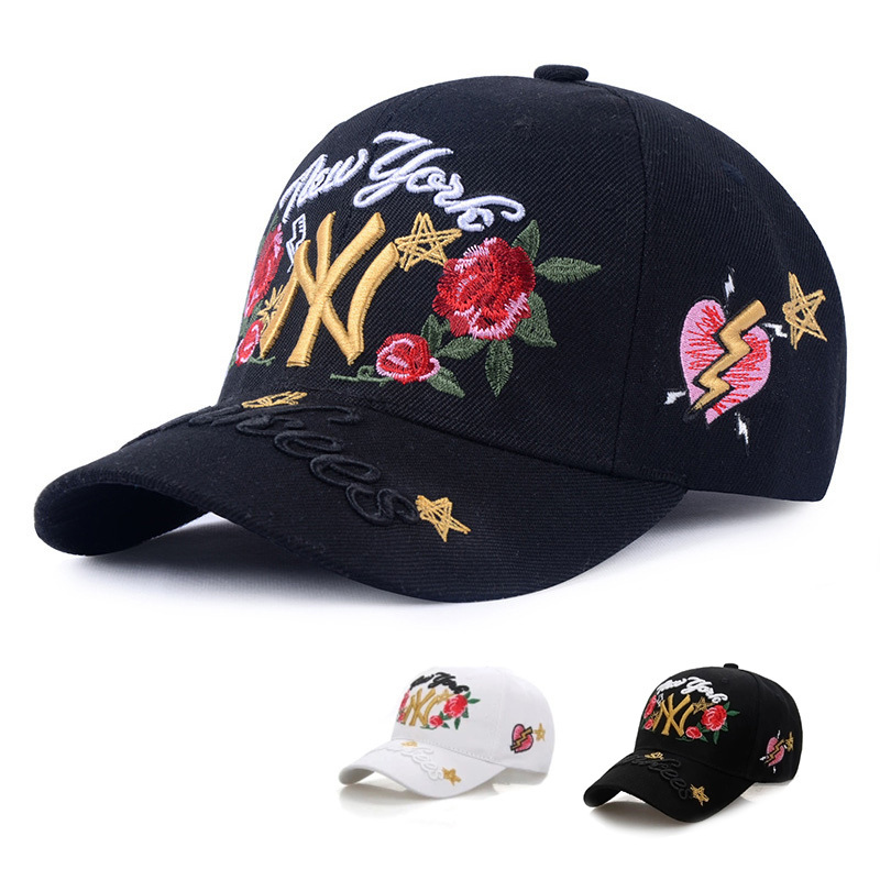 Rose Flower Hat for Women, Korean Style, Trendy for Summer, Suitable for Short Hair, Fashionable ins Sun Protection, Spring and Autumn Retro Baseball Cap to Cover the Face