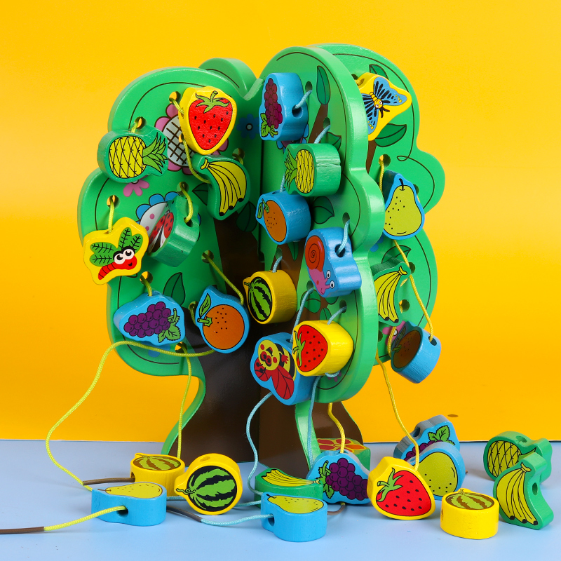 Baby boy wearing rope string beads Puzzle Force Brain Building Toy toys Baby Early teaching 1 1-2 ½ years 3 Men girls 4