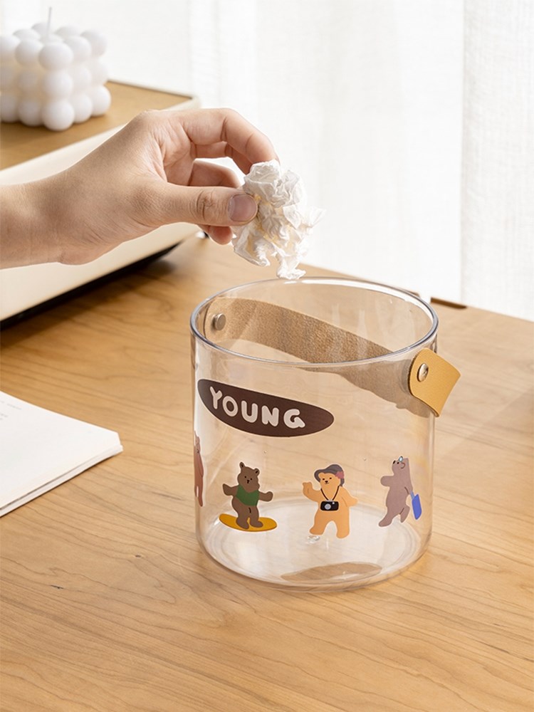 Desktop Trash Can Home Small Number Transparent Ins office Living room table Tea Table Mini Portable containing wastepaper-Taobao