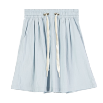 Maternity shorts for outer wear 2024 new summer blue unsupported abdominal drawstring laces fashion loose thin wide-leg pants