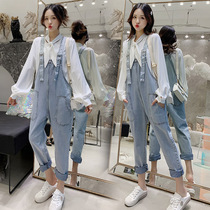 Pregnant women Autumn wear pants set maternity spring and autumn fashion does not show the tide mother belly two-piece autumn