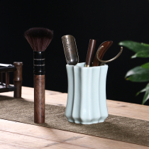 Ruyao Tea Ceremony Six Gentleman Solid Wood Ebony Tea Needle Pen Tea Clamp Set Kung Fu Tea Set Accessories Tea Ceremony Tea Art