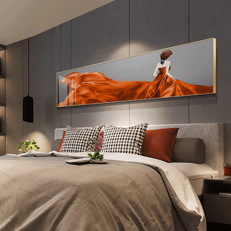 Light Extravaganza Painting Bedroom Bedside Decoration Painting 2021 Master Bedroom Background Wall Mural Master House Character Backshadow Painting-Taobao