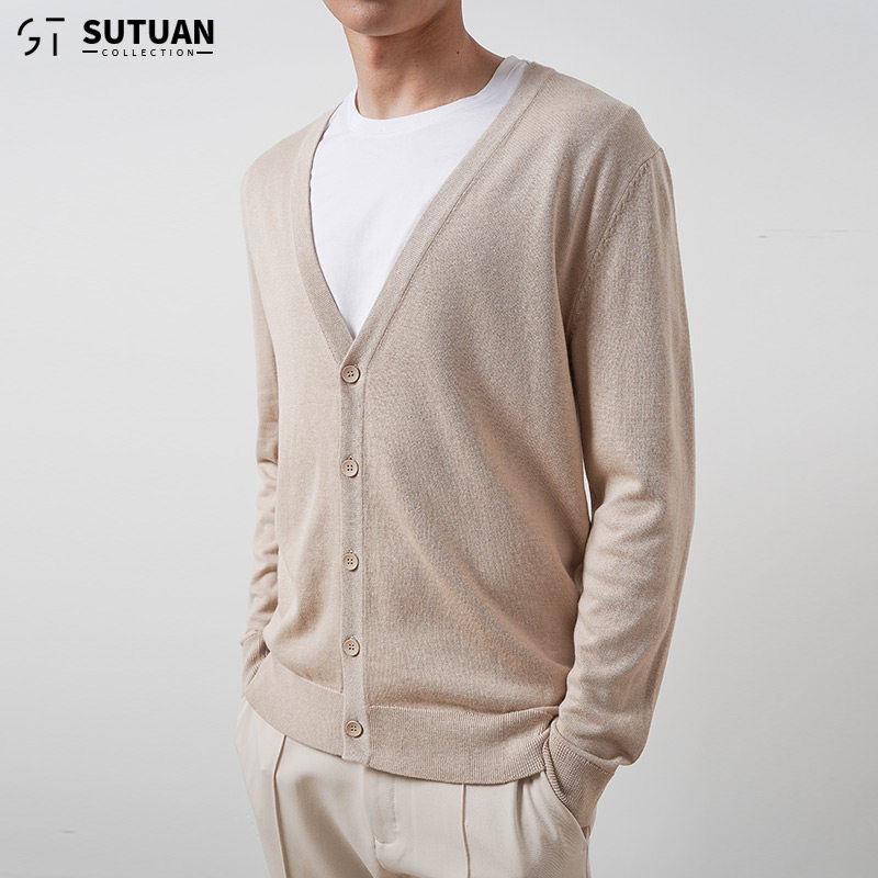 Knitted Sweater men's coat spring and summer new Han Edition thin sweater casual loose V-collar knitting tide