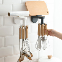 Punch-free kitchen wall storage rack Storage rack Rotating hook Spatula spoon Kitchenware supplies Wall-mounted artifact