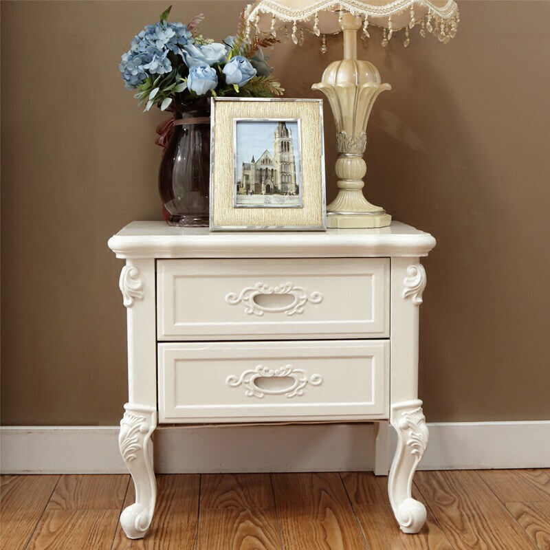 Bedside table luxury solid wood simple modern European rubber wood self-assembly log bedside locker self-assembly