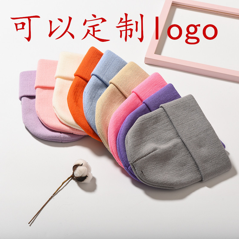 Custom-made LOGO embroidery cold-proof hat autumn and winter men's and women's light board knitted hat solid color acrylic wool hat large