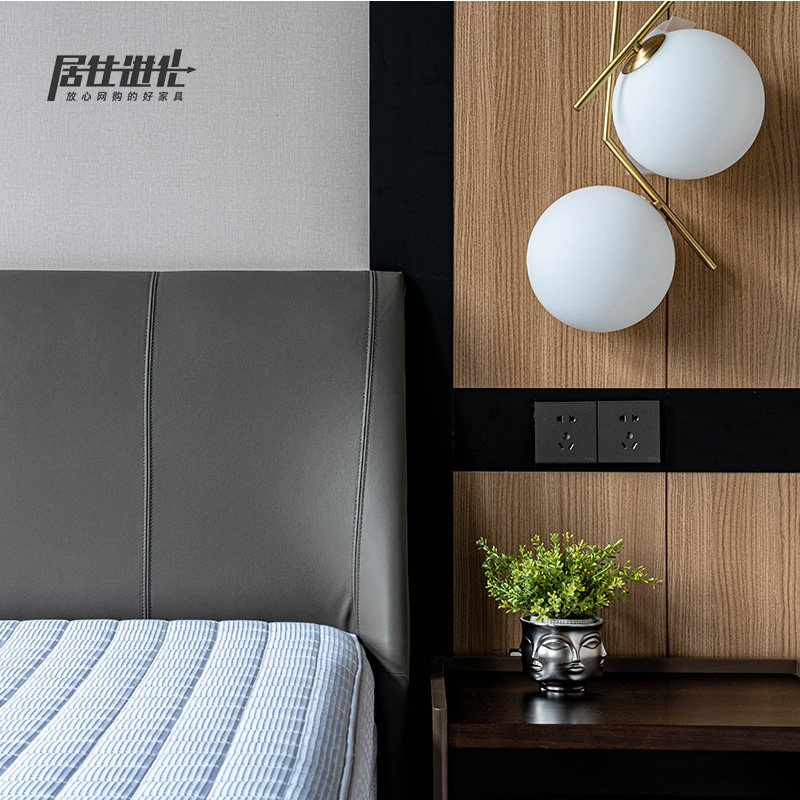 Living evolution modern minimalist light luxury leather mute super elastic 1 8 m 1 5 m bed double single