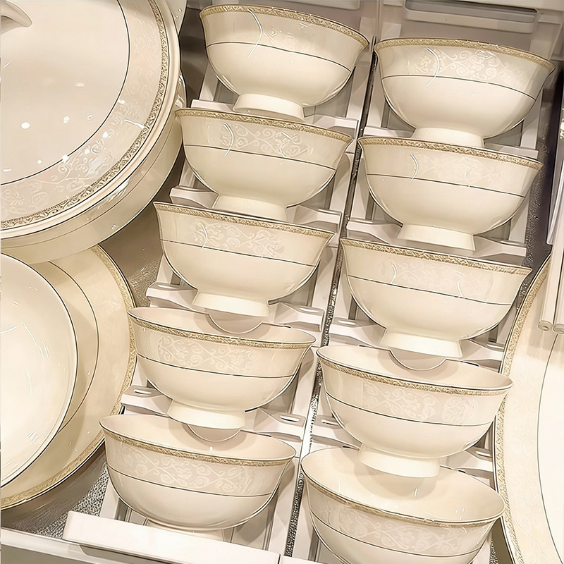 2025 New Bowl and Plate Set for Home Use, Housewarming Tableware Set, Light Luxury and High-End Feel, Bowls, Plates, Chopsticks, Ceramic Plates and Bowls