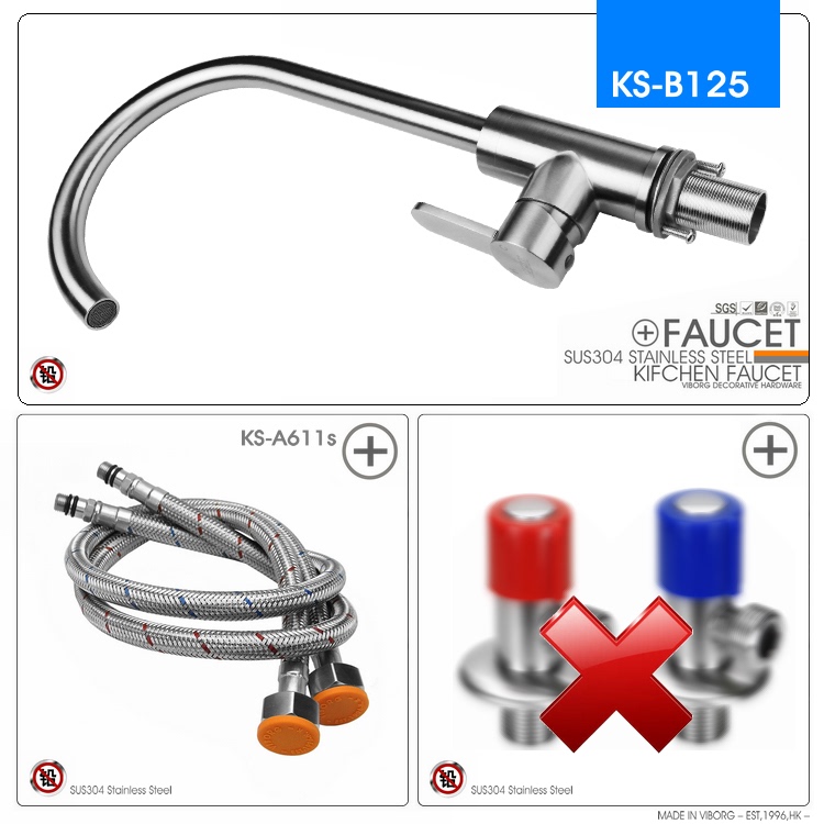 Heavy-Duty Solid 304 Stainless Steel Faucet Kitchen Faucet Sink Hot and Cold Faucet