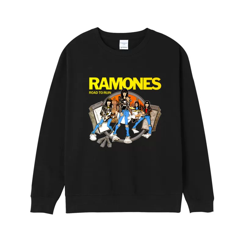 Унисекс для мужчин и женщин, осень, европейский и американский панк-рок Ramones, куртка с круглым вырезом, толстая хлопковая футболка-пуловер