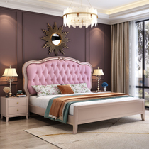 American solid wood bed 1 8 meters double bed 1 5 meters Simple modern light luxury master bedroom wedding bed Soft bag storage drawer bed