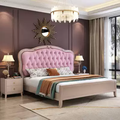 American solid wood bed 1 8 meters double bed 1 5 meters simple modern light luxury master bedroom wedding bed soft bag storage drawer bed