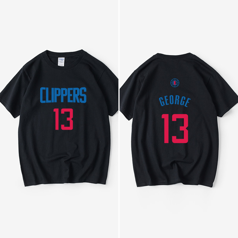 Paul George No. 13 Letter Number Trendy Basketball T-Shirt Short-Sleeved Trendy Clothing Unisex Crew Neck Large Size Loose Fit Summer