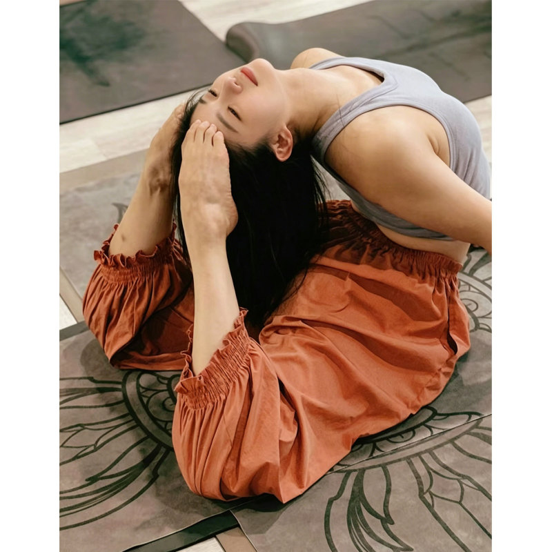 Meditation Zen Wood Ear Trim Cambodian Style Yoga Pants for Women, Loose Thin Fitness Pilates Sports Pants, Casual Pants