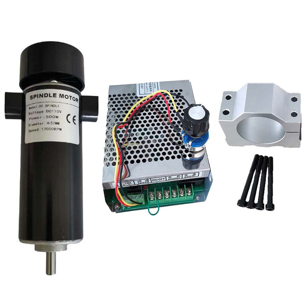Шпиндель 500w dc 110v 风冷主轴外置高速电机调速器电源夹具pcb雕刻机主轴