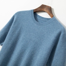 Short Sleeve Cashmere Sweatshirt Male Round Collar Autumn Winter Mid-Sleeve Compassionate Knit Loose Wool Half Sleeve Light Sweater T-shirt
