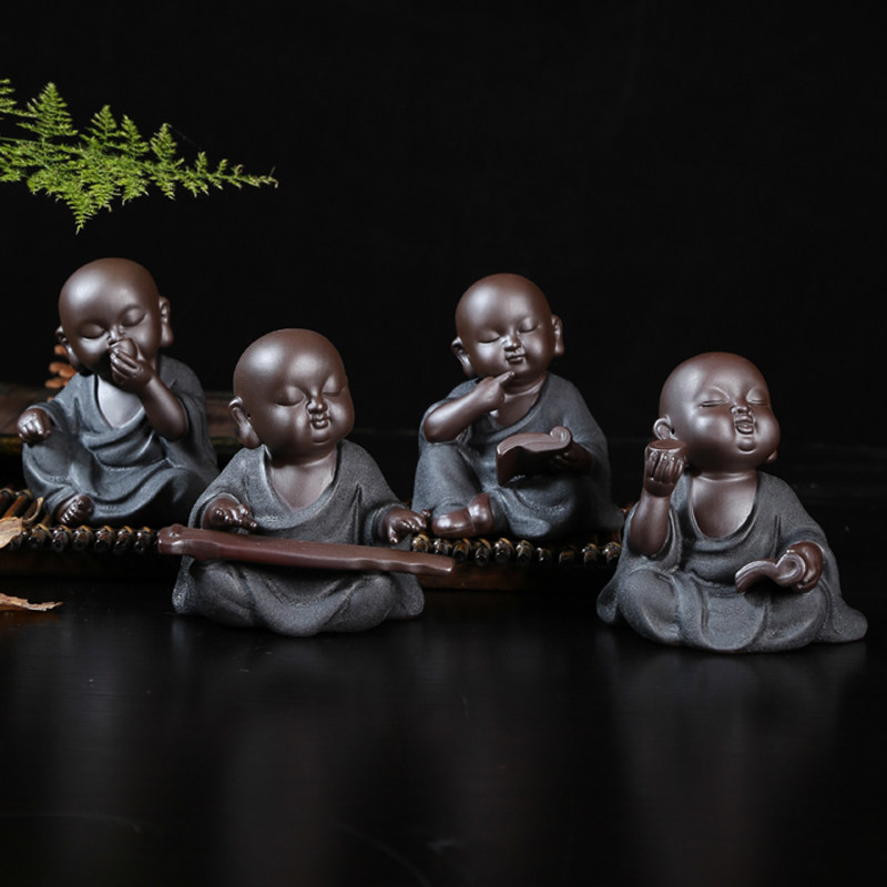 Lixia Tea Set Accessories Black Gold Sand Small Monk Pendulum Pieces Tea Tray Tea Course Tea Play Tea Spotting Chess and Calligraphy Kung-fu Chaumi