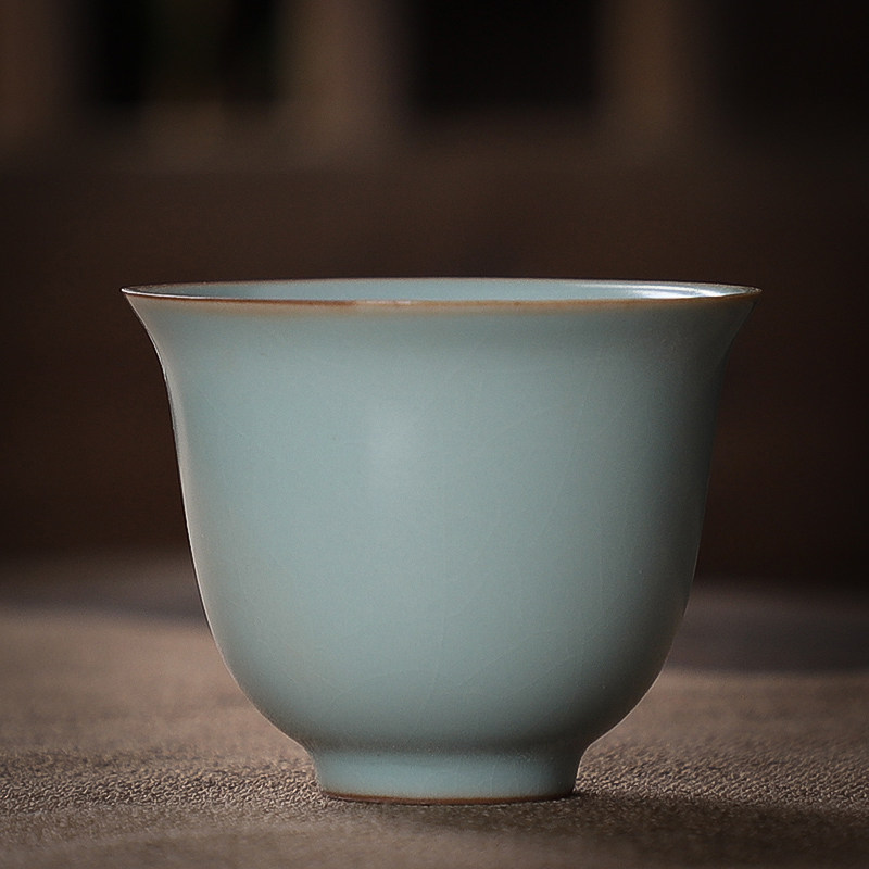 Lixia Ru Kiln Tea Cup Master's Cup Single Cup Ceramic Ru Porcelain Home Kongfu Tea With Handmade Ancient Tea Cup Open Sheet Can Be Raised