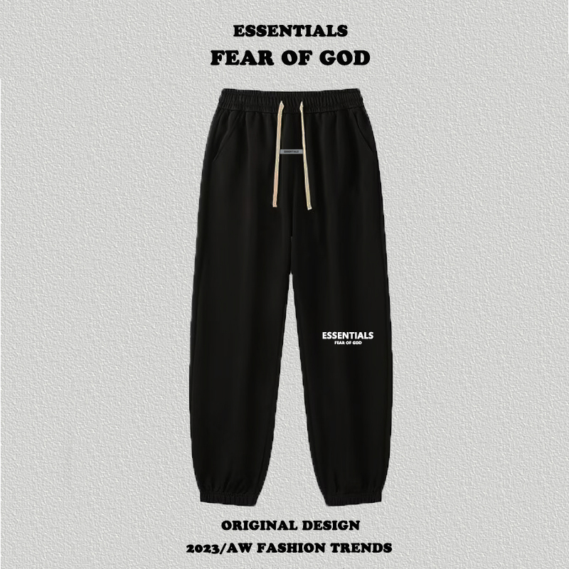 Fog American-Style Trendy Brand Multi-Line Essentials Letter Reflective Print High Street Joggers Unisex Fog Cuffed Pants Trendy