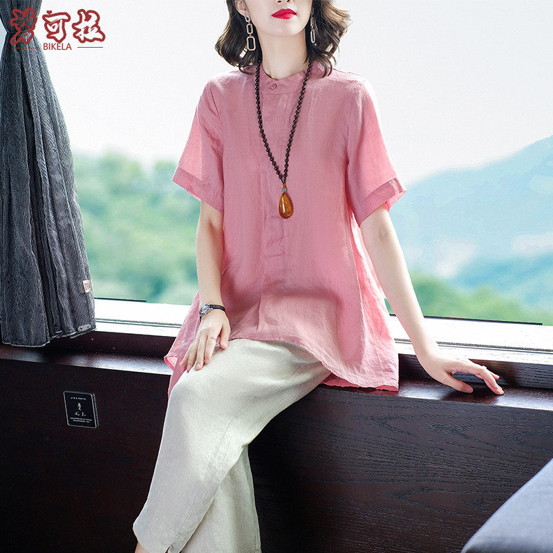 2022 new women's dress summer clothing your lady's mother linen suit high-end foreign pie cotton linen two sets of slim fit