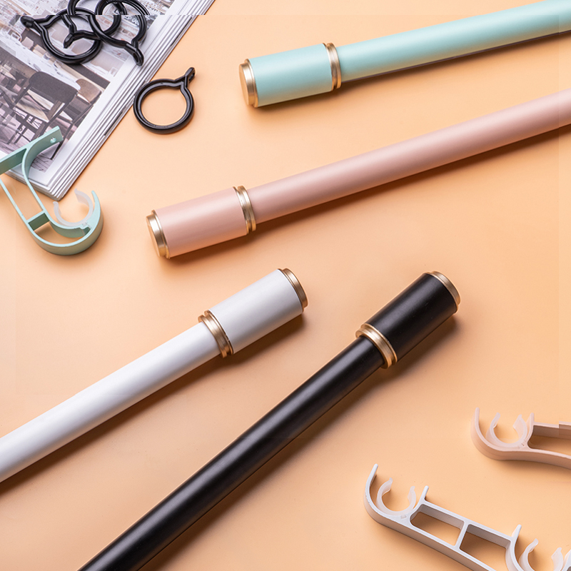 Curtain rod Roman rod perforated hook type Macaroon color single and double rod aluminum alloy silent thickened light luxury Nordic wind