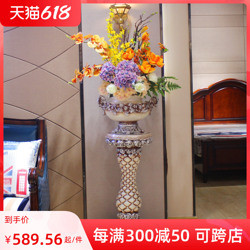 Floor large vase swing piece European-style extravaganza Roman column hotel Villa Living Room Upscale Creative Great Number Vase Floral