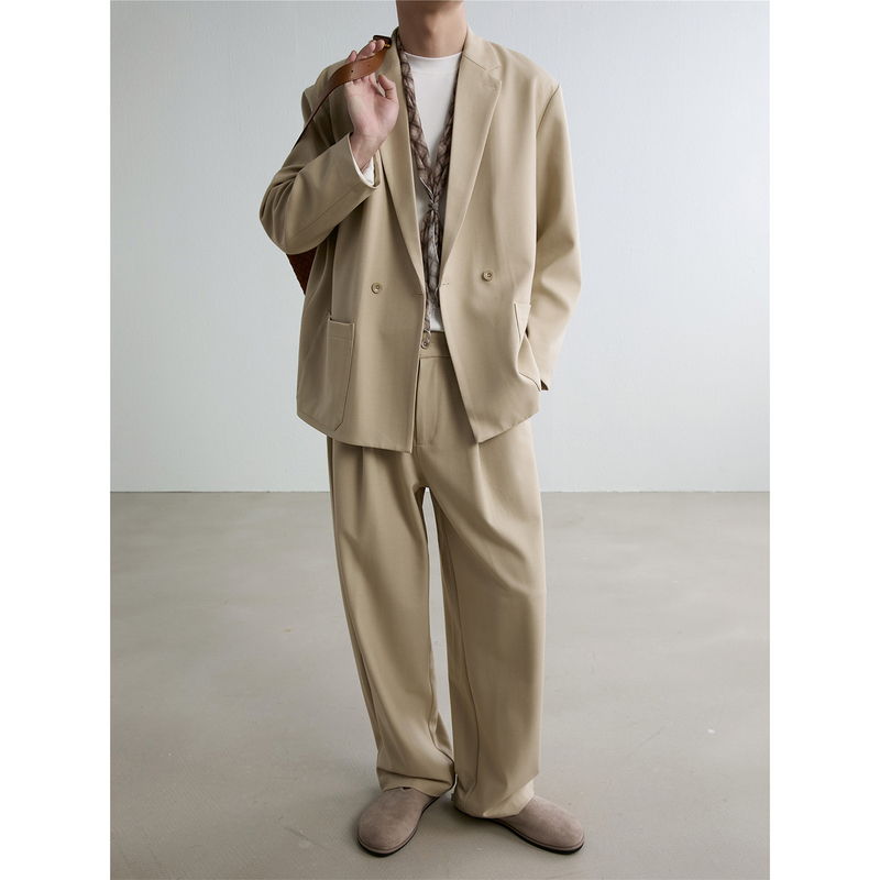 Tr Anti-Wrinkle Machine Washable Old Money Style Loose Suit Set 26 Spring and Autumn High-End Cool and Mature Suit Jacket for Men Tr Anti-Wrinkle Machine Washable Old Money Style Loose Suit Set 26 Spring and Autumn High-End Cool and Mature Suit Jacket for Men