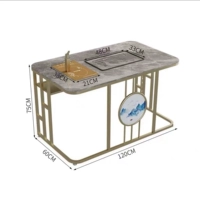 Столик одинарный глянцево-серый в золотой раме 1,2 метра