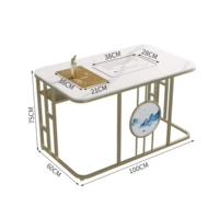 Столик одинарный глянцевый белый в золотой раме 1 метр