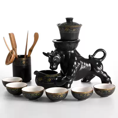 Bullwind lazy glass tea maker kung fu tea ceremony full semi-automatic tea set set office Niu Zuo Qian Kun