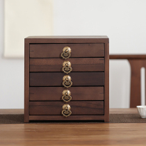 Walnut tea cake storage box Solid wood tea set accessories Tea storage tank Single layer multi-layer Puer tea box