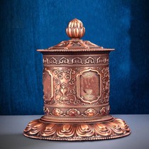 Tibetan pure copper finger twisting drum runner Tibetan Kangyur 103 rotating barrel miniature red copper household ornaments
