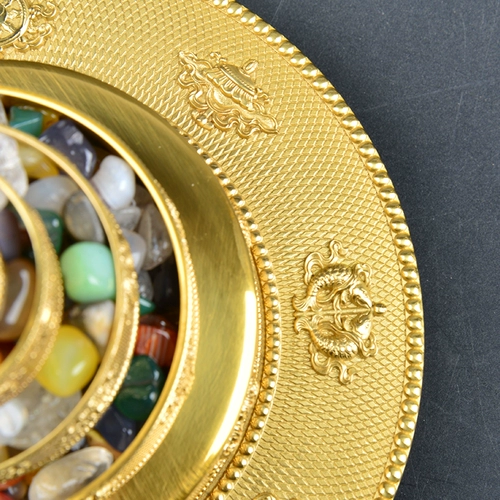 La Rong College Tibetan Manza Pan плавно чистая бронза восемь сокровищ благоприятной резьбовой тантры для чайной тарелки Foan, чтобы отправить драгоценные камни