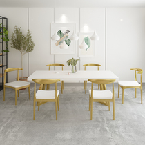 Brief Modern Solid Wood Large Strip Table Meeting Table Iron Art Desk Retro Computer Desk Wood Table Negotiation Long Table