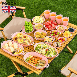 Outdoor Tableware Suit Camping style Picnic Self-Driving Tour Portable Anti-Fall Bowl Plate Cup Picnic Equipment Full Set of Tableware