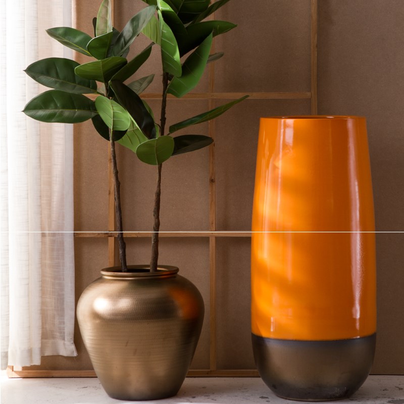 Sitting room golden orange landing big vase furnishing articles American flower arranging plant POTS to I and contracted hotels TangHua bowls