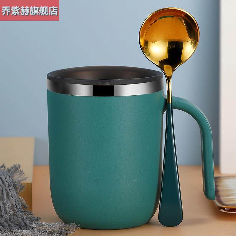 304 stainless steel mug with lid spoon creative personality cup cute breakfast cup couple drinking water cup coffee cup