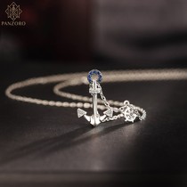 panzoroS925 pure silver nautical ship anchor pendant necklace navy style original design in the collarbone chain