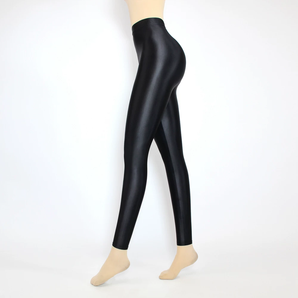 Elastic silky leggings, high waist