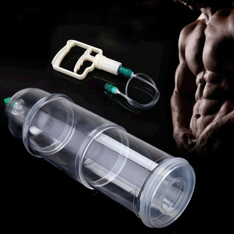 Male penis cupping adsorber vacuum type pump negative pressure manual stretching training to increase irritation masturbation climax