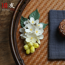 Old Friends Osmanthus Camellia Tea Pet Japanese Fragrant Pot Ceramics Ceramics Pendered Camellia can raise boutique tea pet tea accessories