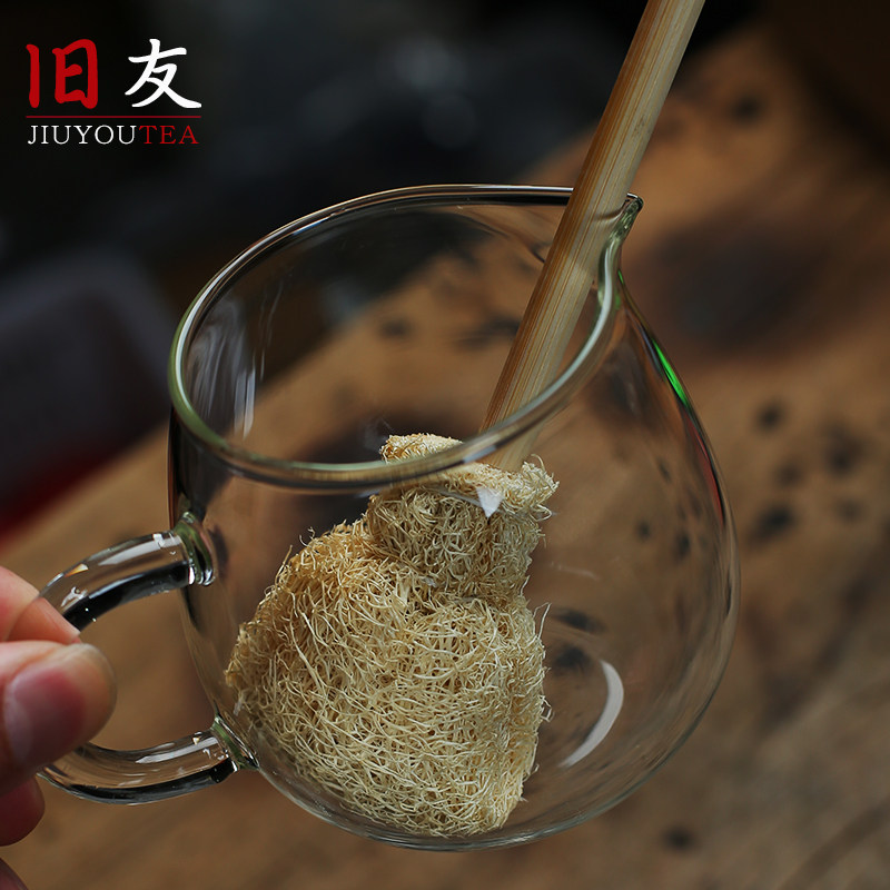 Old friends handmade natural silk melon Curling Pot Wash Teapot Cleaning Brush Glass Fair Cup Brush Tea Cup Silk Melon Sponge